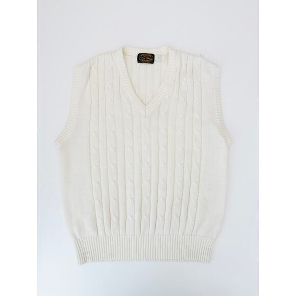 Vintage sweater emporium ivory knit sweater vest - size large - Picture 3 of 5